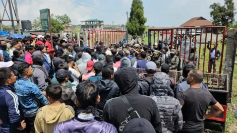 KSU stages protest in front of Sohra police station, says stop making arrests based on mobile locations